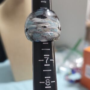 Unique Blue and Silver Patterned Ring